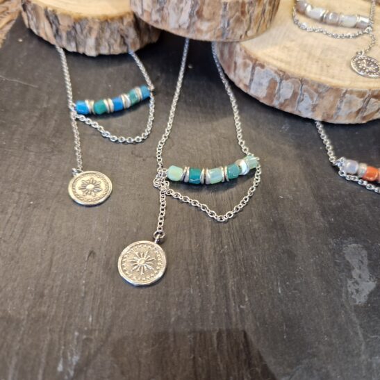 JUDITH collier acier et perles colorées