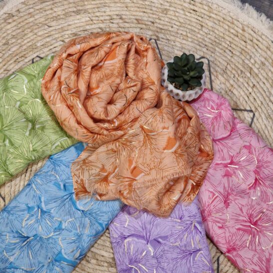 MELINDA foulard motifs délicats ginkgo