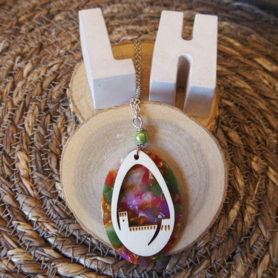 SAINTE CECILE collier pendentif ocre marbré Le Havre