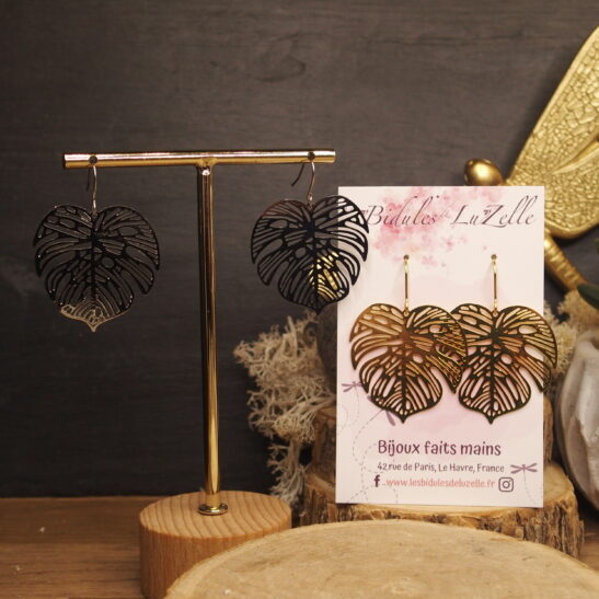 MONSTERA boucles d'oreilles en acier