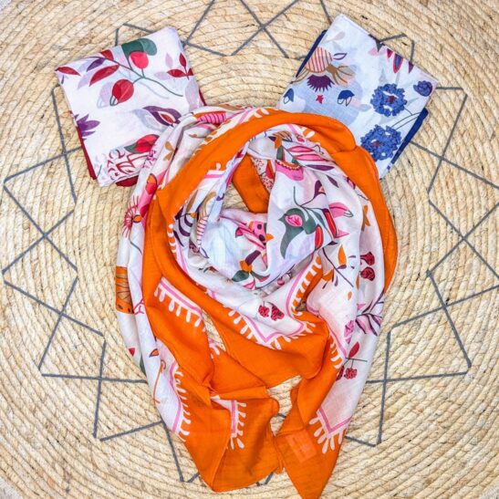 JYOTI foulard carré 90x90 cm coton indien