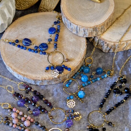 CLOTILDE collier doré pierres naturelles