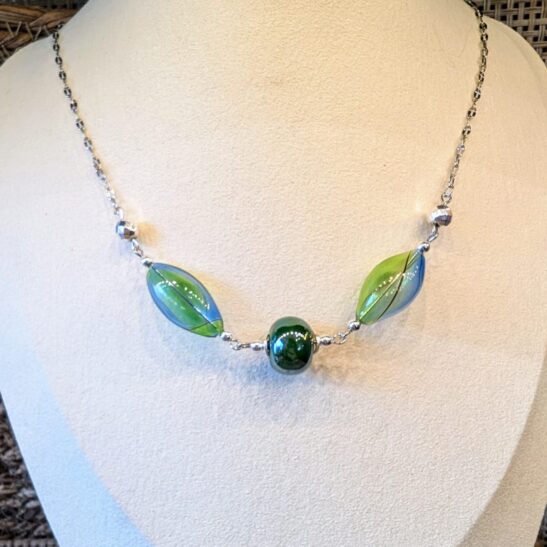 JOSIE collier perles en verre bleu et verte