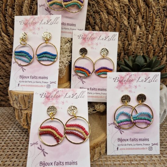 ROBINE boucles d'oreilles originales perles de rocailles