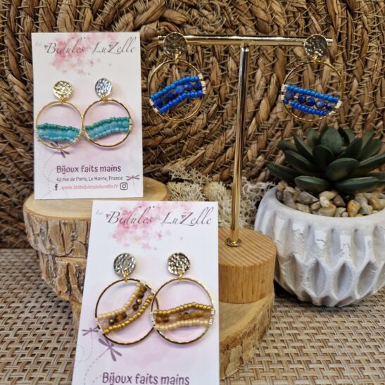 ROSALIE boucles d'oreilles en pierres naturelles et perles rocailles