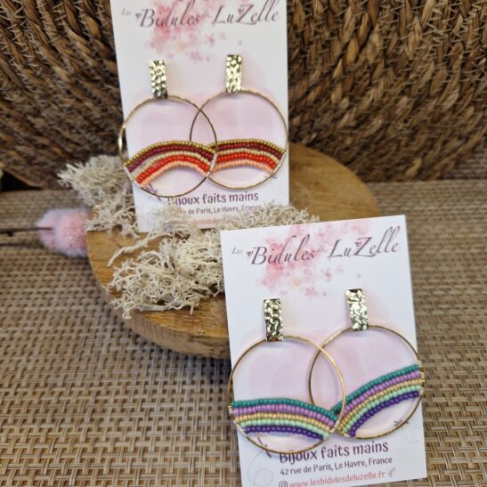 ROSY boucles d'oreilles rondes avec perles de rocailles