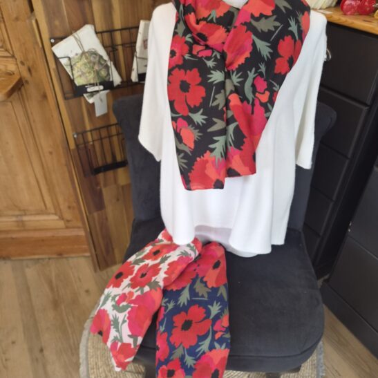 PAVOT joli foulard aux motifs de coquelicots